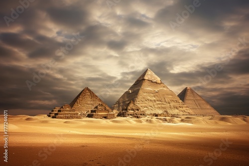 The pyramids with the Cairo skyline in the background.