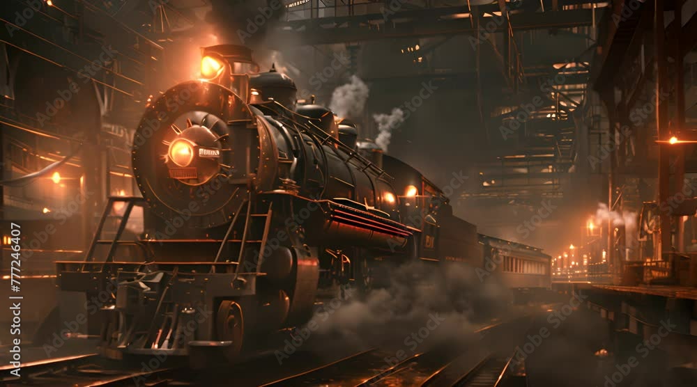 Old steam locomotive belches out smoke and steam at the train station Old steam locomotive belches out smoke and steam at the train station