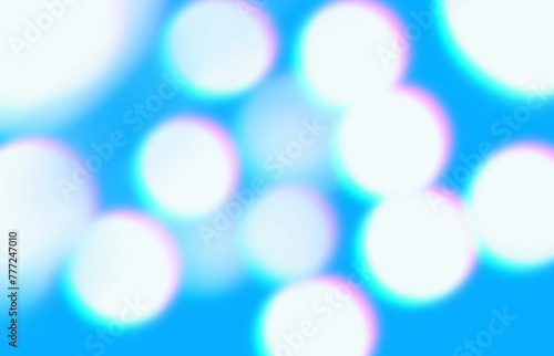 Abstract defocused image with chromatic aberration effect. Blue background with glow of light and specular.
