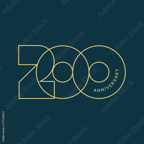 200 Logo, 200 Years Anniversary Logo, Vector Template Design element for invitation, greeting card illustration.