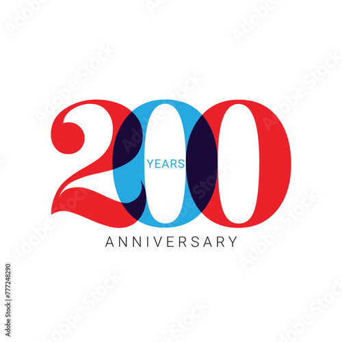 200 Logo, 200 Years Anniversary Logo, Vector Template Design element for invitation, greeting card illustration.