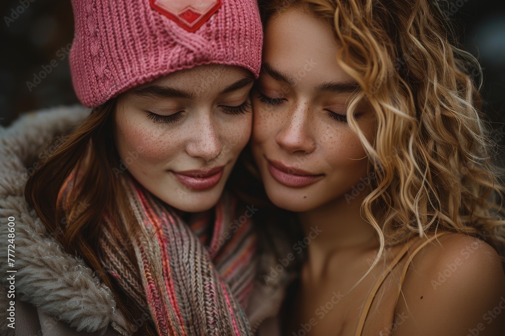 Obraz premium Two close friends share an intimate moment, the image highlighting human connection and friendship