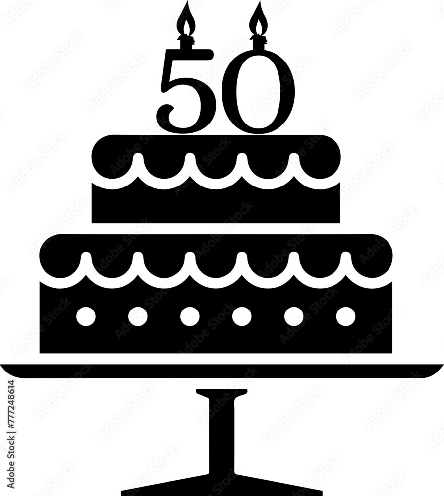 50 numbering birthday cake icon 50 numbering birthday cake icon