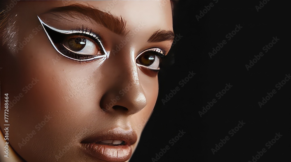 Fototapeta premium Elegant woman with soft makeup posing in a pink silk dress, exuding luxury and femininity.