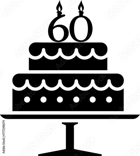 60 numbering birthday cake icon