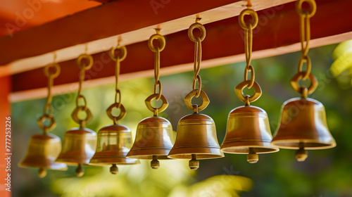 bell hanging on a wall, bells in the temple