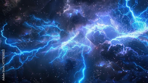 Blue lightning. Generative AI © Roman