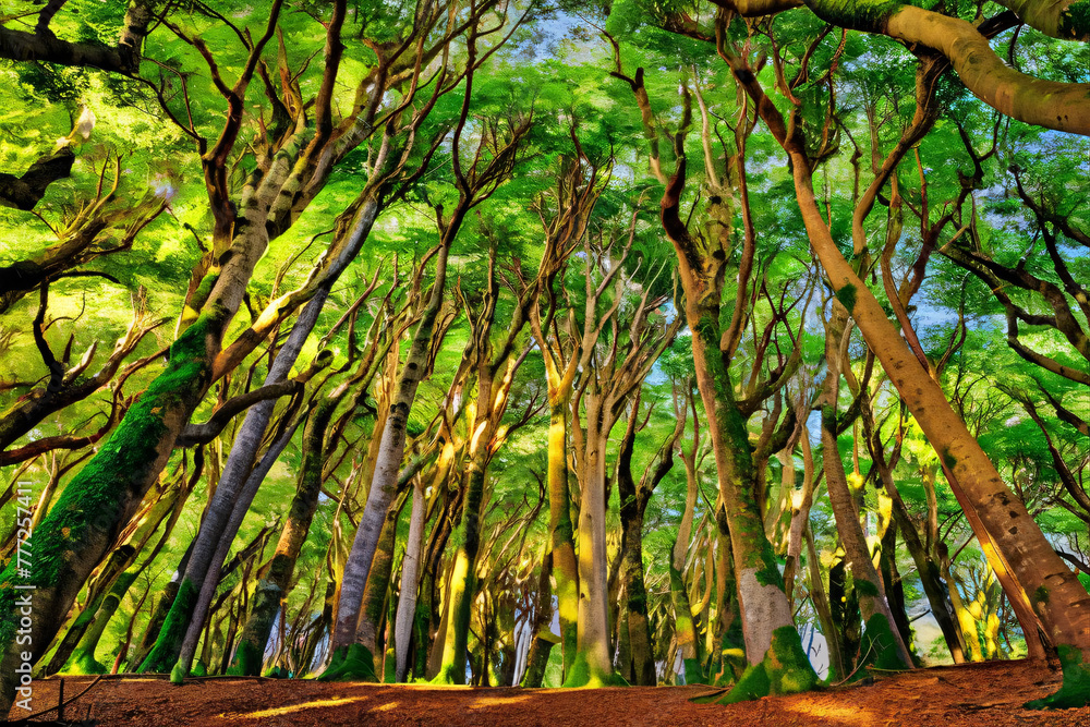 Fototapeta premium green forest in the morning
