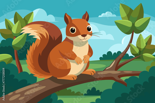 squirrel sitting on a tree branch 