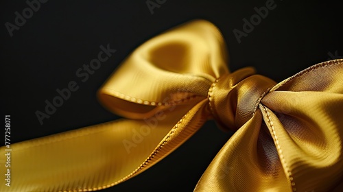 Gold ribbon bow. Generative AI