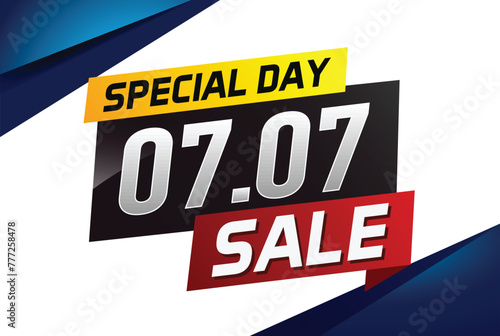 7.7 Special day sale word concept vector illustration with ribbon and 3d style for use landing page, template, ui, web, mobile app, poster, banner, flyer, background, gift card, coupon

