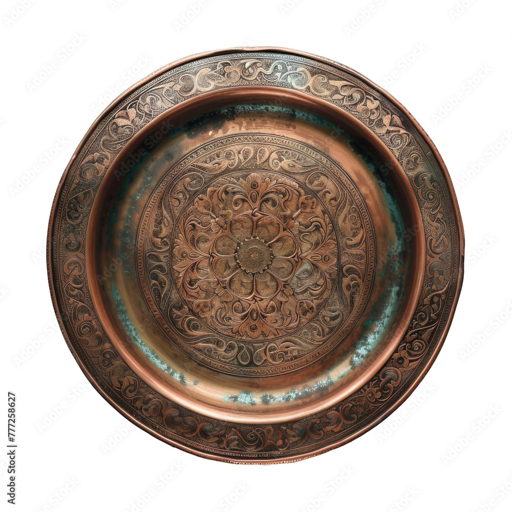 Metal plate with intricate design pattern