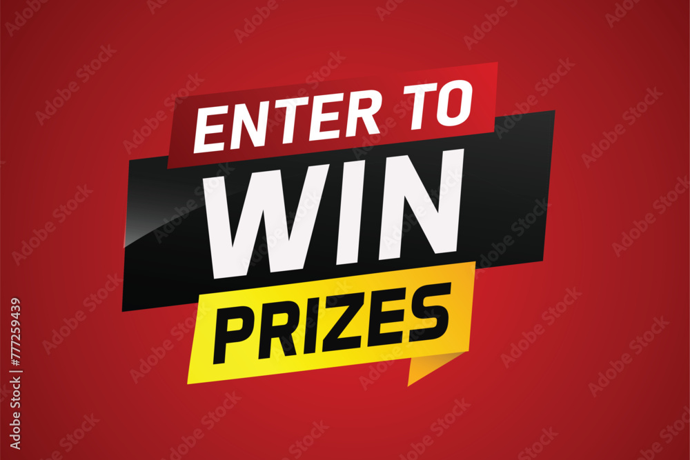 Enter to win prizes word concept vector illustration and 3d style for use landing page, template, ui, web, mobile app, poster, banner, flyer, background, gift card, coupon, wallpaper


