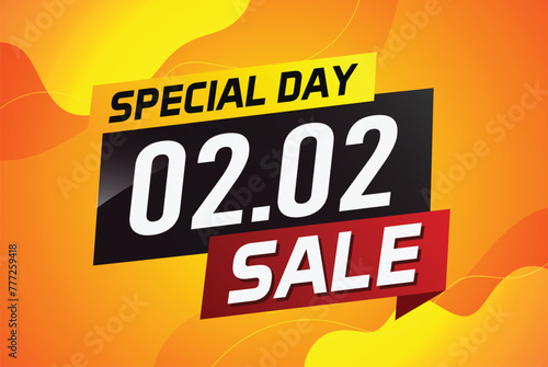 2.2 Special day sale word concept vector illustration with ribbon and 3d style for use landing page, template, ui, web, mobile app, poster, banner, flyer, background, gift card, coupon

