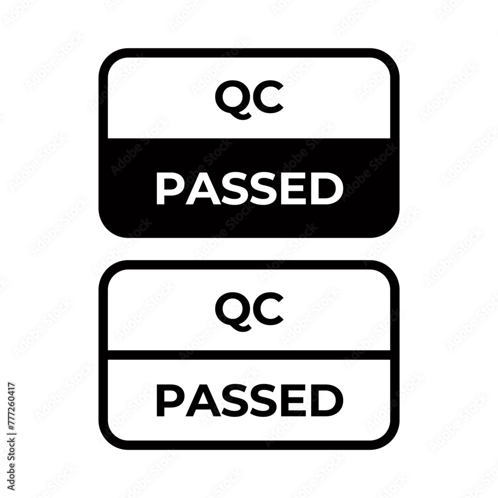 Quality control or QC passed badge label isolated on white background. Quality control or QC passed badge label isolated on white background.