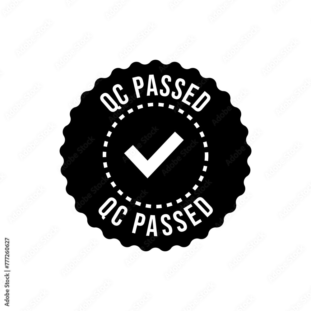 Quality control or QC passed badge label isolated on white background. Quality control or QC passed badge label isolated on white background.
