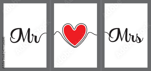 Mr and Mrs. design for weddings and anniversary card , and Wall Frame Design for your bed room