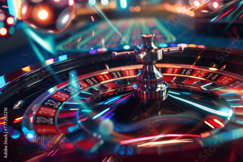 Close up of a casino roulette wheel