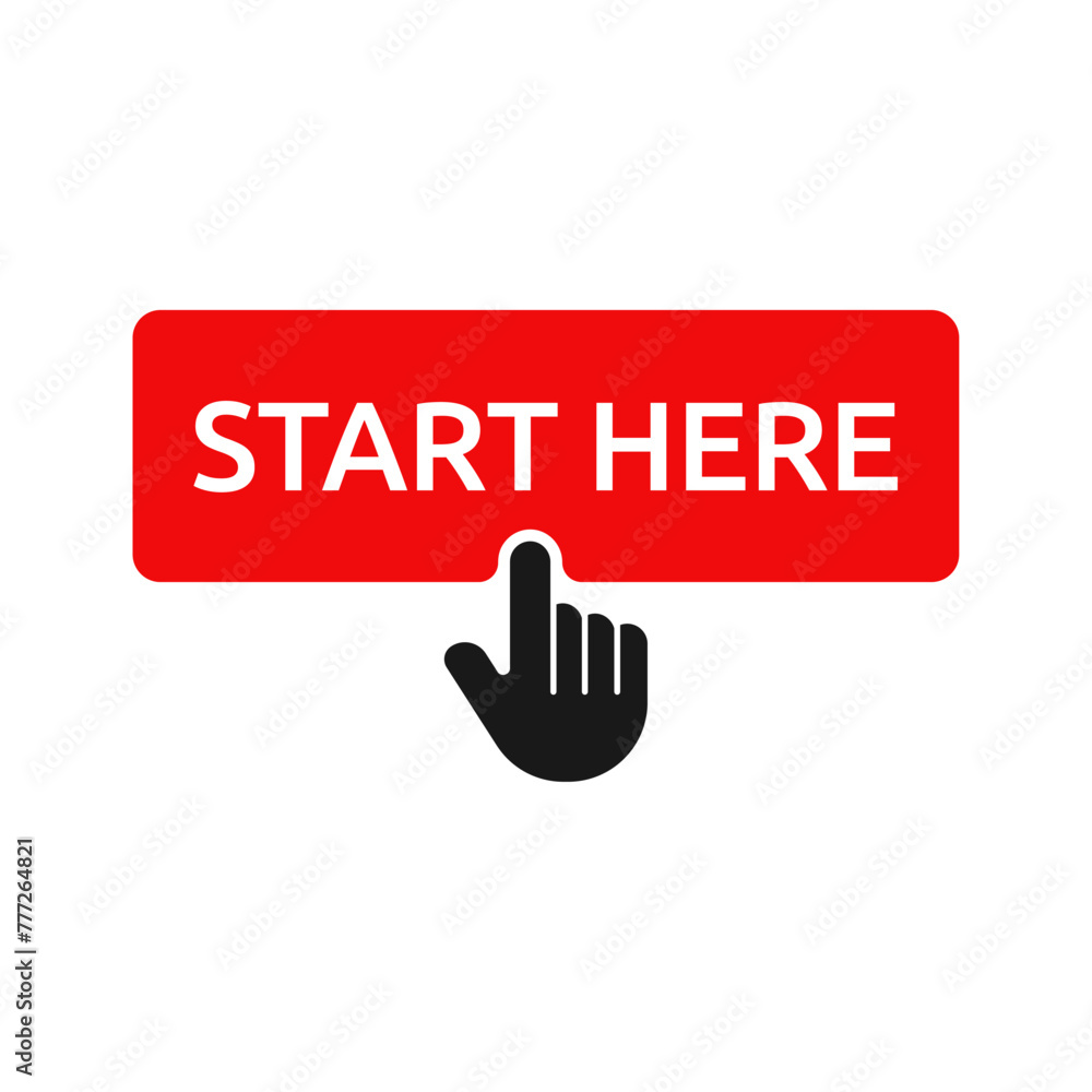 Start here text button template Isolated on white background Start here text button template Isolated on white background