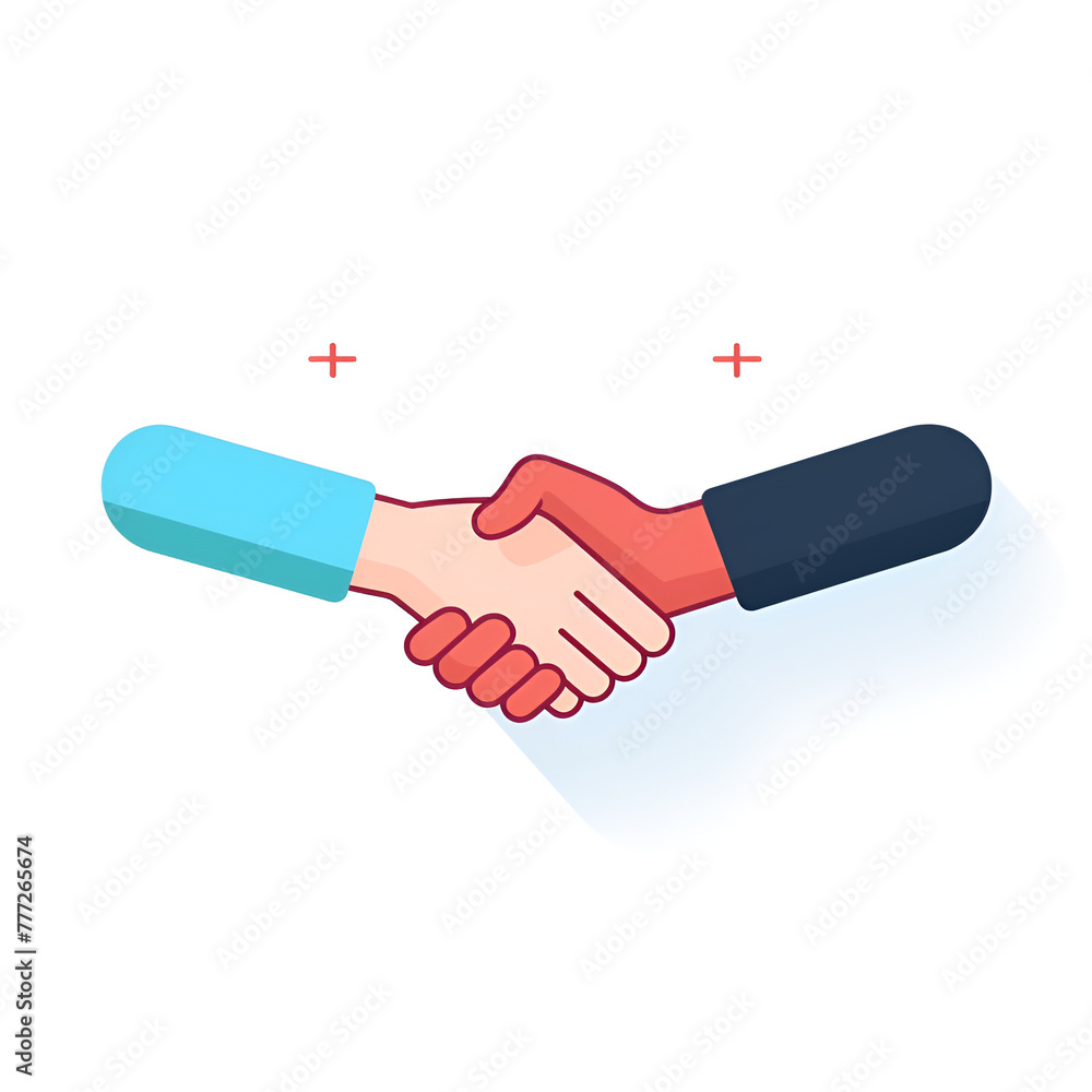 Business man shaking hands. Strong and firm handshake clap. Modern flat style illustration isolated on white background. Business man shaking hands. Strong and firm handshake clap. Modern flat style illustration isolated on white background.