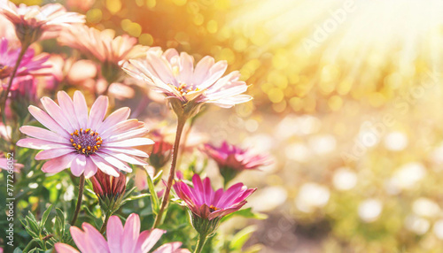 Floral backdrop with pink flowers