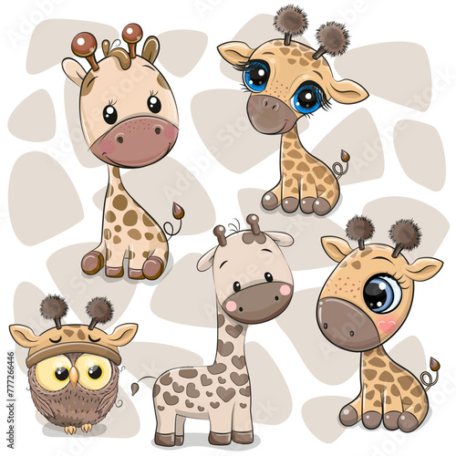 Set of Cute Cartoon Giraffes © reginast777