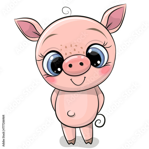 Cute Cartoon Pig isolated isolated on a white background © reginast777