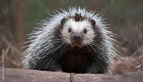 A-Porcupine-With-Its-Eyes-Narrowed-Focused-On-Pre- 2 photo