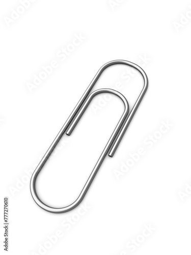 A realistic paperclip on a white background, showcasing a clean design ideal for templates or graphic elements