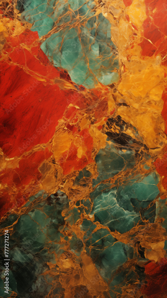 Gold, red, and green marble background