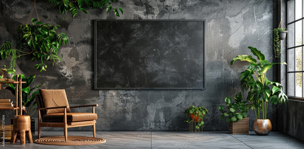 Urban Chic: Modern Living Room TV Mockup Urban Chic: Modern Living Room TV Mockup