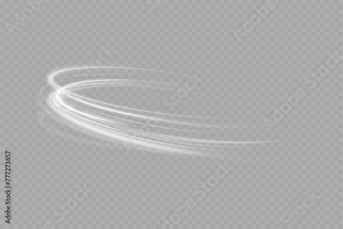 Light white Twirl. Curve white line light effect.Smooth holiday light line with lighting effects. Light cool whirlwind. curve light effect