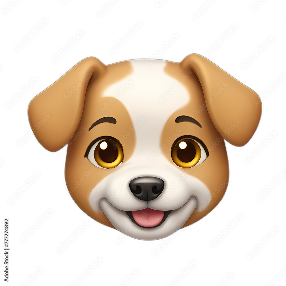 Fototapeta premium Illustration of Cute Little Dog Emoji Character, Cute puppy pet collection, diverse breeds, IOS