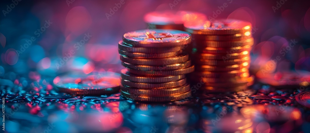 Assess how stablecoins reduce cryptocurrency market volatility and ensure financial stability. Concept Stablecoins, Market Volatility, Cryptocurrency, Financial Stability, Risk Mitigation - obrazy, fototapety, plakaty 