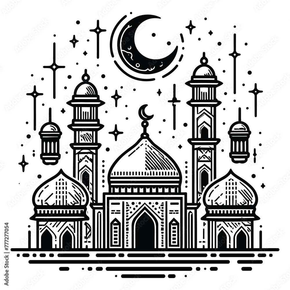 Ramadhan Illustration vector logo design Ied al fitri Vintage Ramadhan kareem logo vector for Ied day