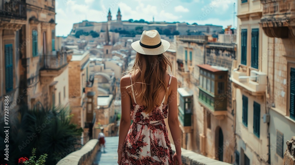 Female Solo Traveler Exploring Famous European Landmarks