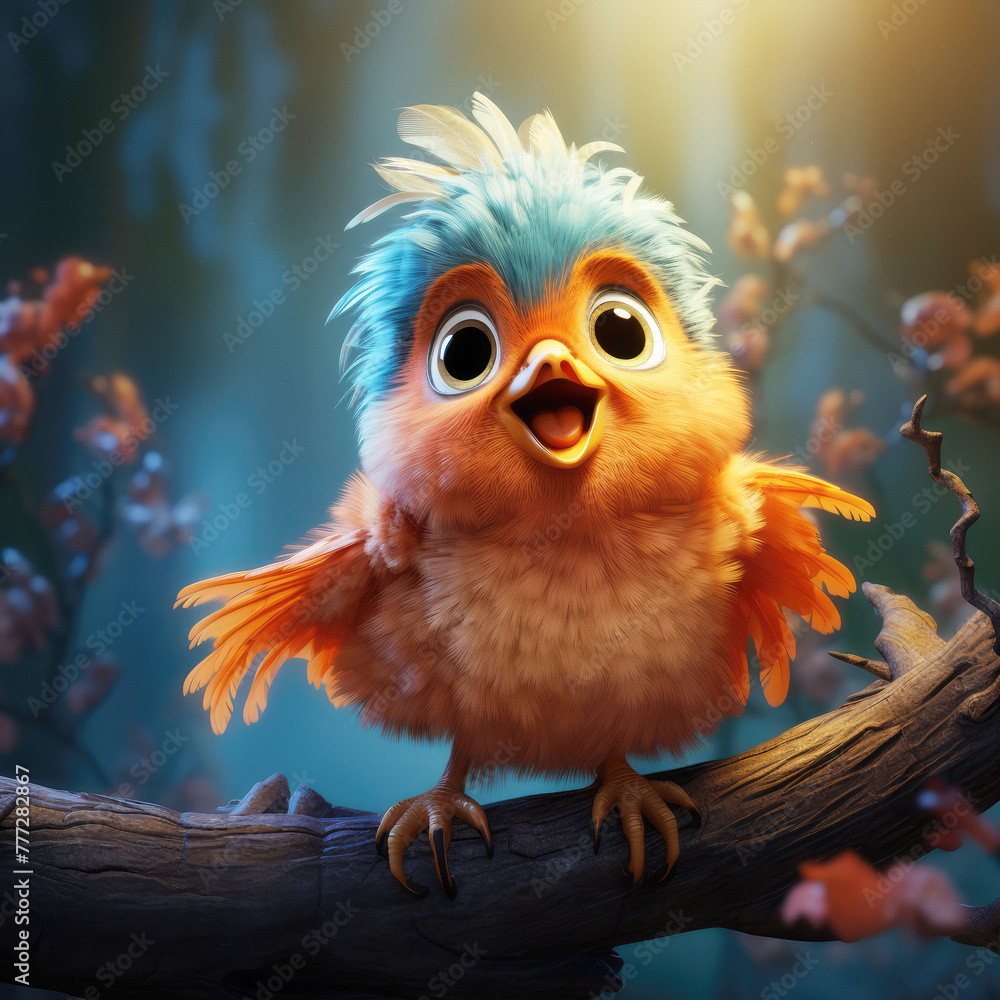 Fototapeta premium generated illustration of cute little tweet bird