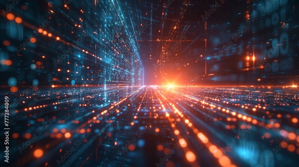 A futuristic image of a glowing light tunnel, AI A futuristic image of a glowing light tunnel, AI