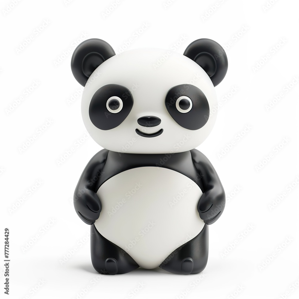 Naklejka premium A 3D toy cute panda isolated on white background