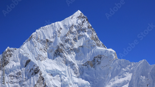 Snow covered Mount Nuptse, Nepal.