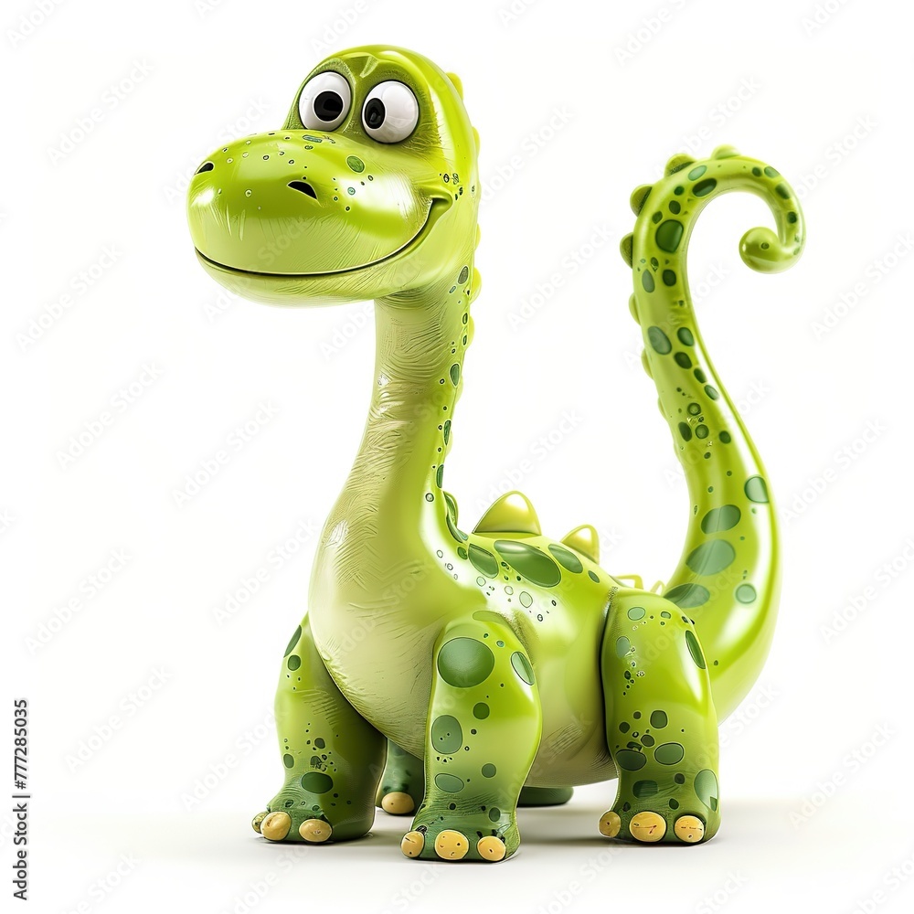 Fototapeta premium A 3D toy cute dinosaur isolated on white background ai generative