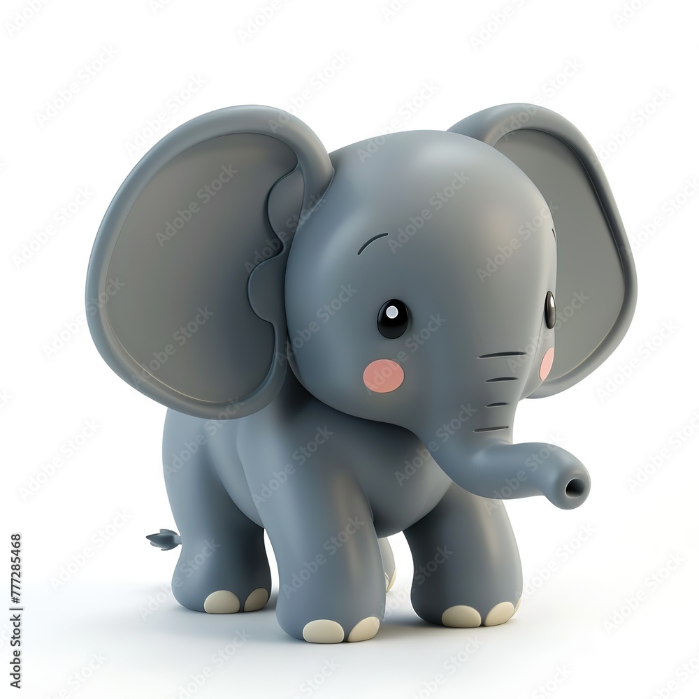 A 3D toy cute elefante isolated on white background  ai generated