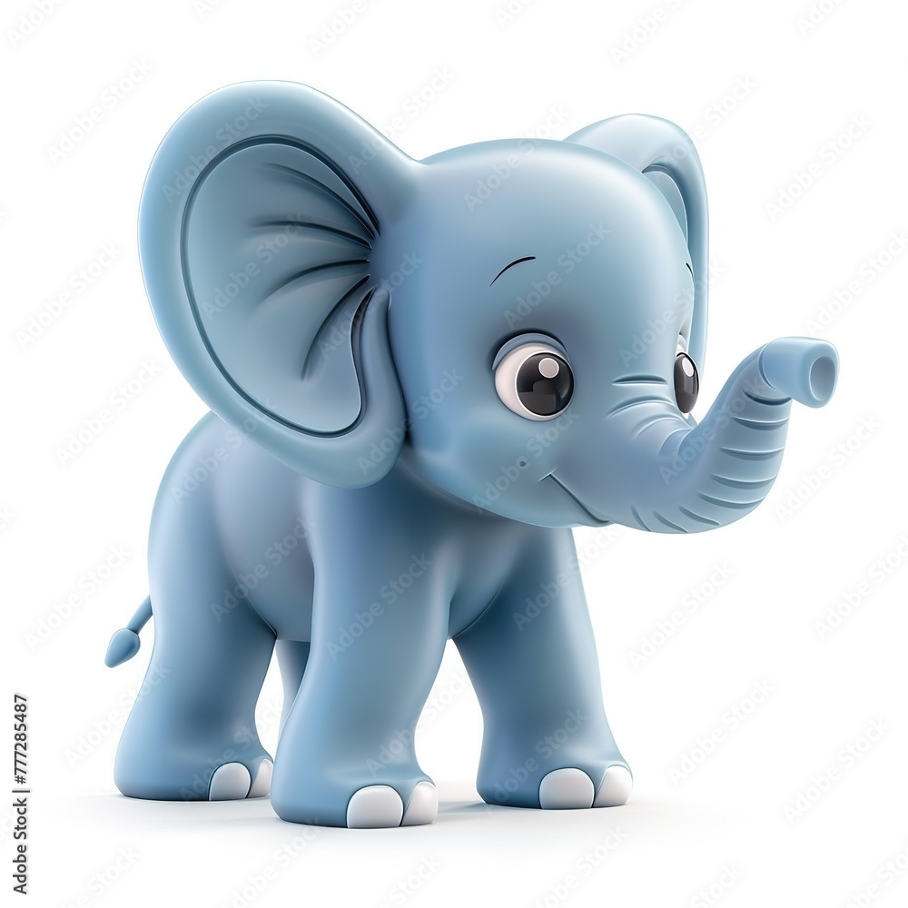 A 3D toy cute elefante isolated on white background  ai generated