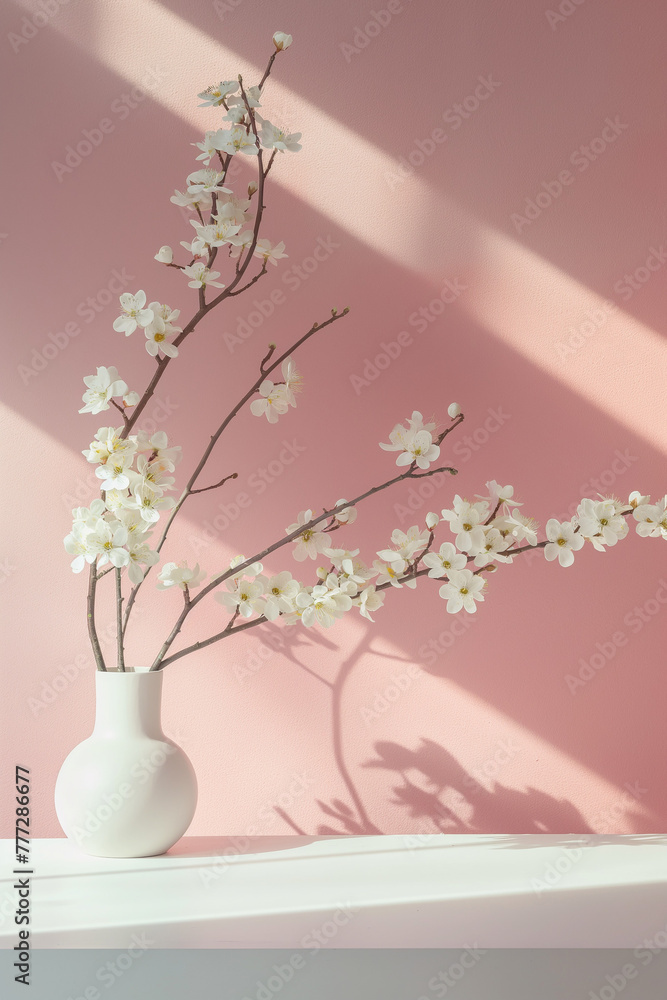 Floral background template for product placement. Modern, studio set up, minimal, complementary colors, geometric floral design, vertical. Floral background template for product placement. Modern, studio set up, minimal, complementary colors, geometric floral design, vertical.