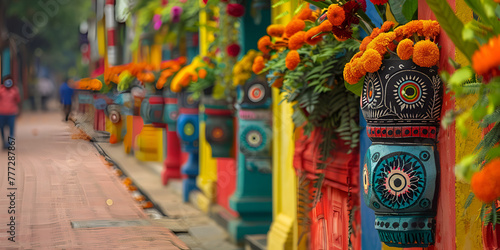 Colorful Odisha Foundation Day decorations. generative ai 