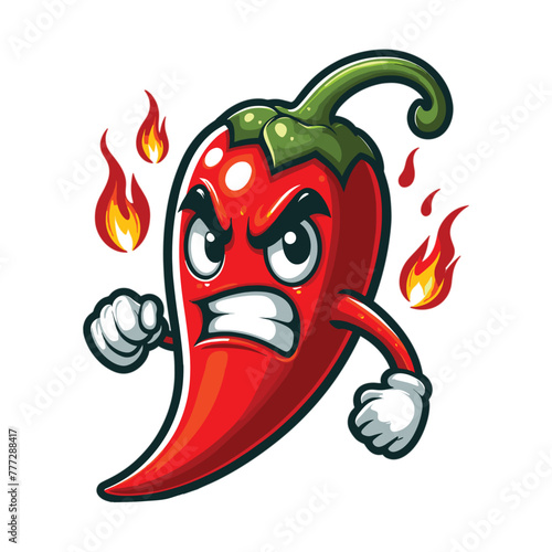 Angry chili pepper cartoon vector illustration