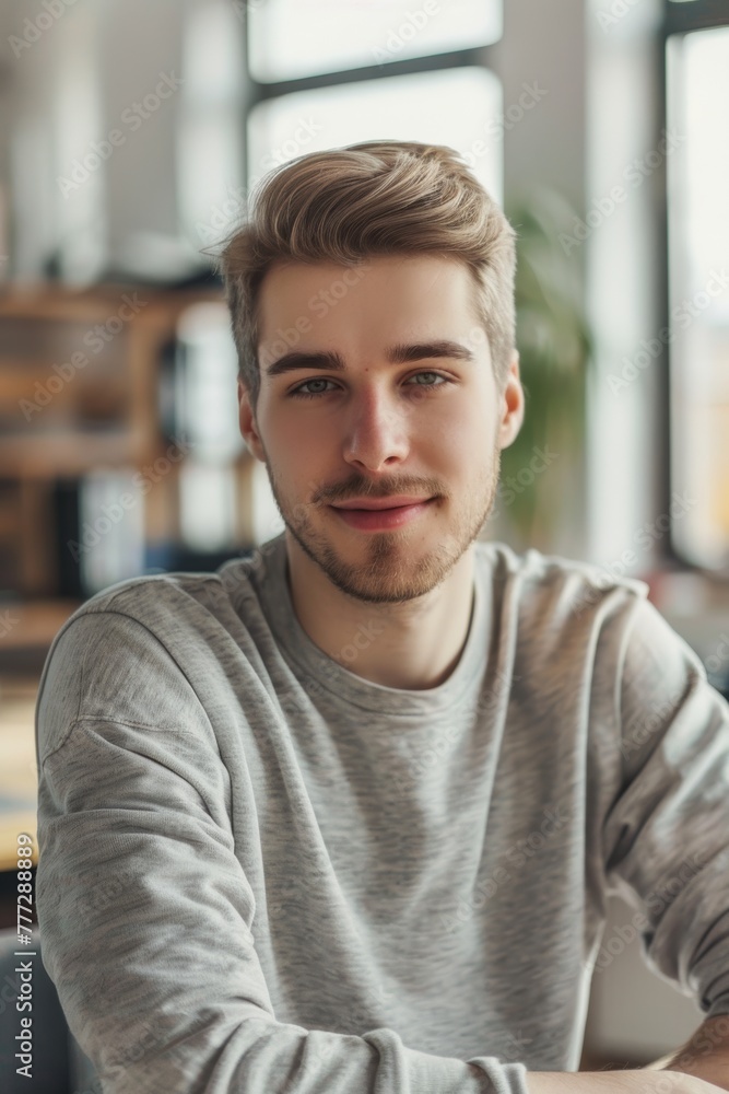 A man in the office. He is dressed in casual clothes. A man in the office. He is dressed in casual clothes.