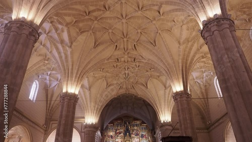 BOLEA HUESCA ARAGON SPAIN. Gothic collegiate church. Church The collegiate church of Santa María la Mayor in the town of Bolea, province of Aragon, Spain. bolea cherries