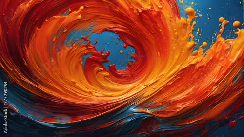 Fluid Strokes: Orange Red Wave-Like Watercolor Background(Generative AI)