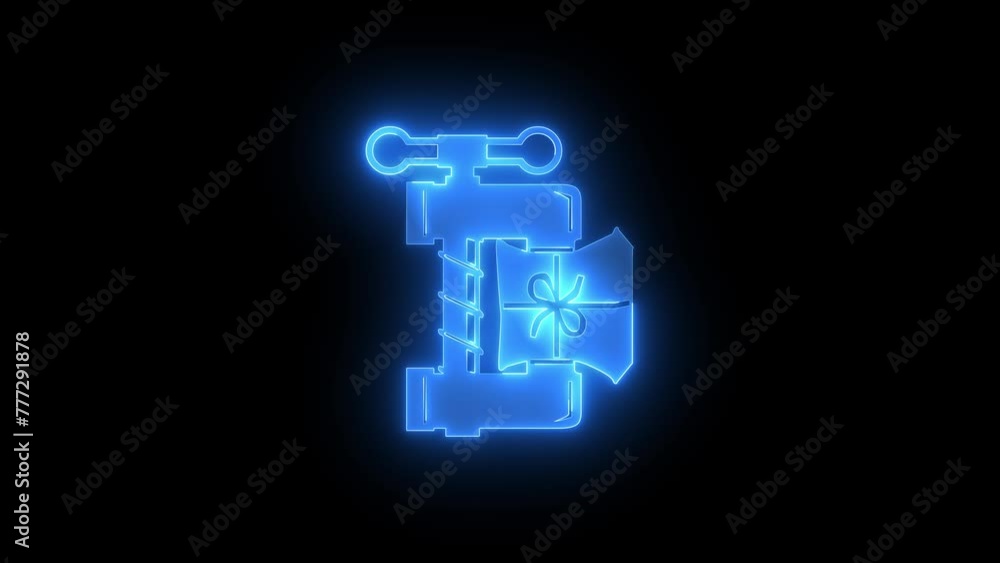 Clamp tool icon glowing neon blue color animation on black background Clamp tool icon glowing neon blue color animation on black background
